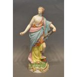 A 19th Century Derby Figure in the form of Minerva decorated in polychrome enamels and highlighted