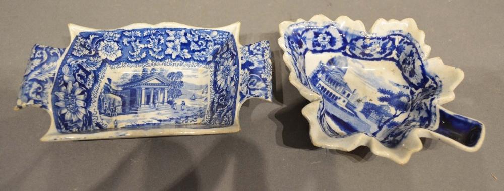 An 18th/19th Century English Transfer Printed Pickle Dish, together with another similar of