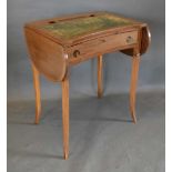 An Edwardian Mahogany Line Inlaid Kidney Shaped Writing Table, the tooled leather inset top above