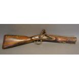 An 18th Century Flintlock Blunderbuss, the lock plate engraved Davidson and dated 1785, with two