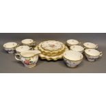 A Royal Crown Derby Derby Days Breakfast Set comprising cups, plates, a jug and sugar bowl, all hand