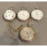 A Silver Cased Pocket Watch, together with three other similar silver cased pocket watches
