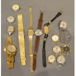 A Dupont Gold Plated Ladies Wristwatch, together with a collection of other similar ladies