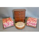 A Late 19th Century Mahogany Tabletop Collectors Chest of six drawers, together with a pair of