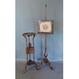 A 19th Century Mahogany Washstand, together with a 19th century mahogany pole screen