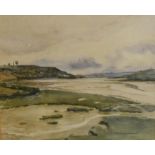 Norman Garstin, 1847-1926, A River Landscape, watercolour, signed, 24 x 29cm, together with