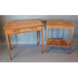 A 19th Century Mahogany Side Table, the crossbanded top above a frieze drawer raised upon square