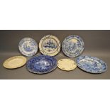A Late 18th/Early 19th Century Leeds Underglaze Blue Decorated Bowl, together with four 19th century