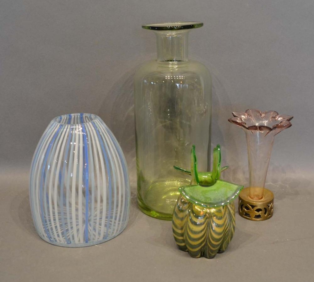 A Danish Art Glass Vase by Holmegaard, together with two other art glass vases and another similar