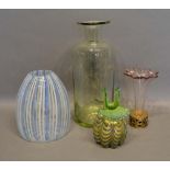 A Danish Art Glass Vase by Holmegaard, together with two other art glass vases and another similar