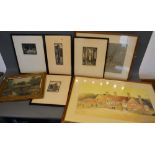 John F Greenwood, a Group of Three Etchings, together with a collection of other pictures and prints