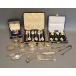 A Set of Six Sheffield Silver Teaspoons within fitted case, together with a similar set of silver