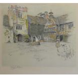Cecil Aldin, 1870-1935, Old Manor Houses, Ightham Mote House, coloured print signed in pencil, 39