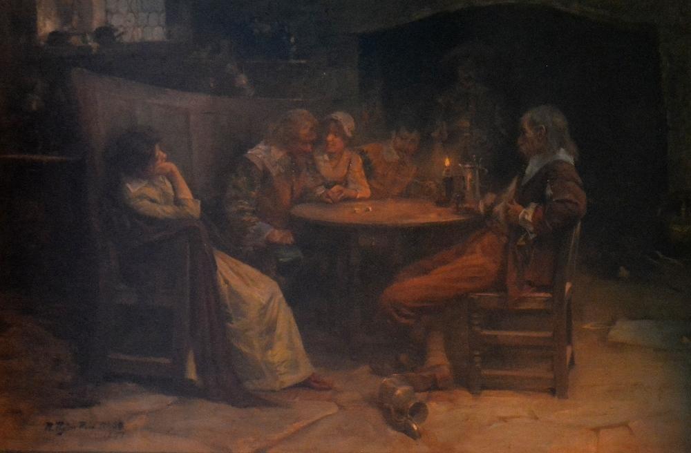 Robert Payton Reid, 1859-1945, The Last Throw, Tavern Interior with Figures around a Table Playing