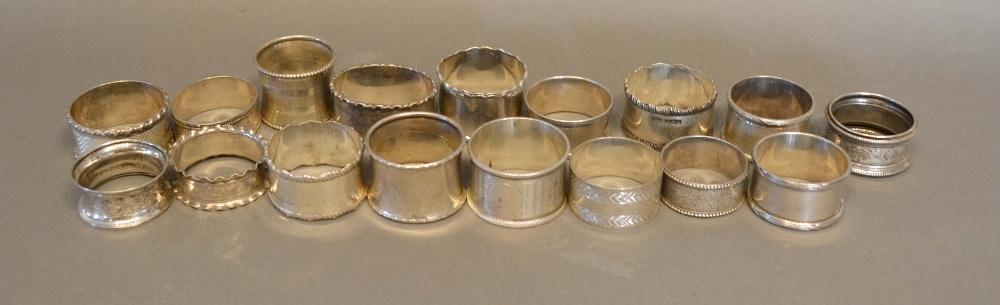 Seventeen Various Silver Napkin Rings, 11oz