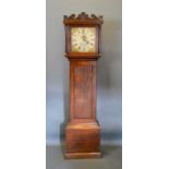 A George III Oak Longcase Clock, the painted dial inscribed Charles Hawke, Wickham, with a