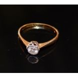 An 18 Carat Yellow Gold Solitaire Diamond Ring, approximately 0.30 carat, 1.9 grammes