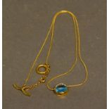 An 18 Carat Gold Aquamarine Set Necklace by Links of London, the pendant with oval aquamarine and