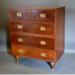 A Regency Mahogany Military Chest in two parts with two short and three long drawers, sunken brass