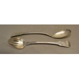 A George III Silver Serving Pair comprising spoon and fork, London 1814 and 1820, maker Thomas