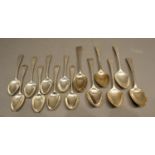 Nine Various Scottish Silver Tablespoons, Georgian, various makers and dates, and five Georgian