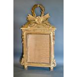 A 19th Century French Gilt Framed Wall Mirror of rectangular form with pierced cresting, 85cm