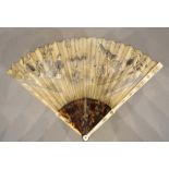 A Mid 18th Century Ivory and Tortoiseshell Fan with Chinoiserie decoration with pierced