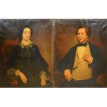 A Pair of 19th Century Large Portraits of a Lady and Gentleman in Period Dress, 92 x 71cm