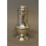 A George II Silver Pepper, London 1751, maker's mark rubbed, 10cm tall