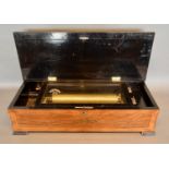 A 19th Century Swiss Musical Box playing ten airs, the rosewood crossbanded case inlaid with musical