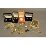 A Collection of Costume Jewellery to include brooches, necklaces and a ladies wristwatch by Baume