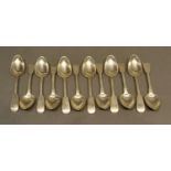 A Set of Twelve George IV Teaspoons with Fiddle pattern handles, London 1821, maker John Hawkins,