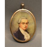 An Early 19th Century Portrait Miniature of a Gentleman in period dress, 7 x 5cm