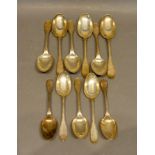 A Set of Six Continental White Metal Tablespoons, together with five matching dessert spoons, 21oz.