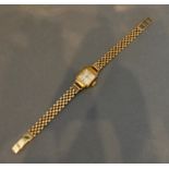 An 18 Carat Gold Cased Ladies Wristwatch by Bucherer with 9 carat gold bracelet, 18 carat 1.3