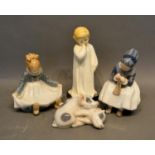 A Royal Doulton Figurine 'Darling', HN 1319, together with Royal Copenhagen figurines and a Royal