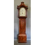 A George III Mahogany Longcase Clock, the pagoda topped hood with turned pillars above an arched