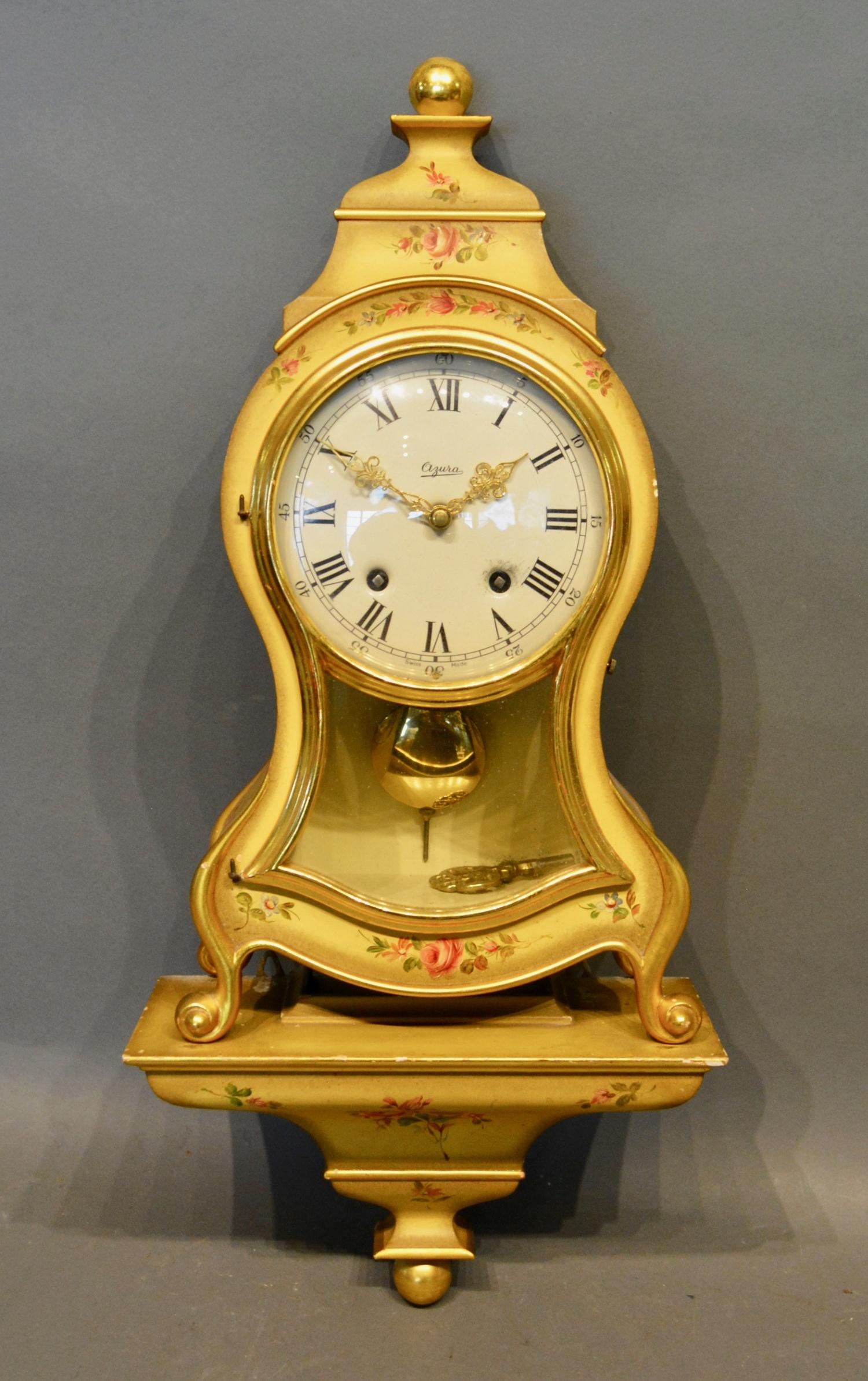 A 20th Century Bracket Clock, the enamel dial with Roman numerals and two train movement, the case