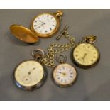 A 925 Silver Cased Pocket Watch, together with a similar 925 silver cased fob watch, a Vertex gold