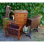 A 20th Century Walnut Bow-Fronted Bedside Chest of four drawers, together with a Victorian