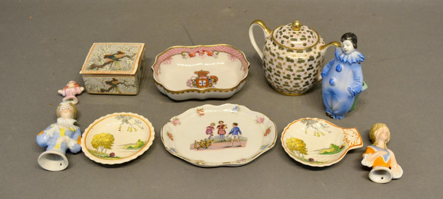 Two Copeland Spode Small Dishes, together with various other ceramics to include three half doll pin