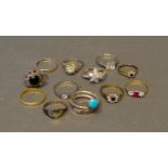 A Collection of Twelve Silver Dress Rings