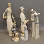 A Lladro Figurine of Two Nuns, together with two other Lladro figurines, a Royal Copenhagen figurine