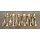 A Collection of Silver Tablespoons, George III and later, various dates and makers, 17oz