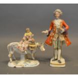 A 19th Century German Porcelain Group in the form of a girl on a cow, together with a similar German