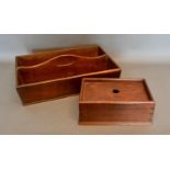 A 19th Century Oak Flatware Tray, together with a mahogany candle box