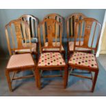 A Set of Six Early 20th Century Mahogany Dining Chairs, each with a pierced rail back above a drop