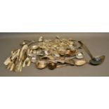 A Collection of Silver Plated Flatware to include forks, spoons and mother of pearl handled fish