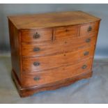 A 19th Century Mahogany Bow-Fronted Chest of Drawers, the moulded top above three small and three