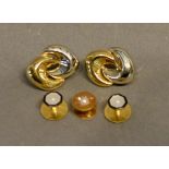 A Pair of 18 Carat Gold Pearl Set Dress Studs, together with another similar dress stud and a pair